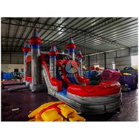 Harga Pabrik Rumah Loncat Kastil Abu-abu Inflatable Titanium Dual Lane Combo dengan Seluncuran untuk Sewa Pesta