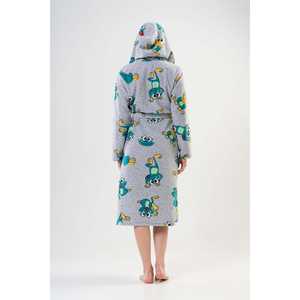 Frogy - Bata larga de lana para mujer, color gris melange, ropa de dormir suave con capucha, ropa informal - Product Image 1
