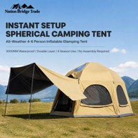 Tente de camping de luxe portable, gonflable, double couche, en PVC, étanche 3000+, pour quatre saisons, avec chambre et séjour, modèle Ball Strut Extended