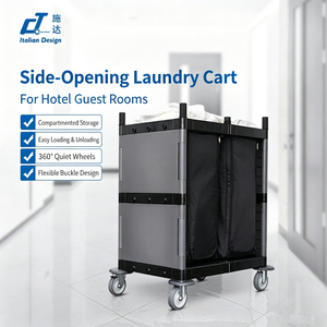Ménage concierge chariot poussoir hôtel hôpital commercial blanchisserie professionnelle linge chariot de nettoyage avec sac - Product Image 2