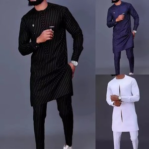 M-4XL nuovo Dashiki africano <span class=keywords><strong>etnico</strong></span> uomo pantaloni t-shirt manica lunga abito personalità stampato Top Standard formato evento per banchetti - Product Image 4