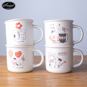 Vente en gros d'usine, tasse à thé au lait personnalisée avec un chat mignon, ensemble de tasses, camping, enfants, cadeau d'<span class=keywords><strong>anniversaire</strong></span>, tasse en émail, taza, tasses à café en céramique - Product Image 5