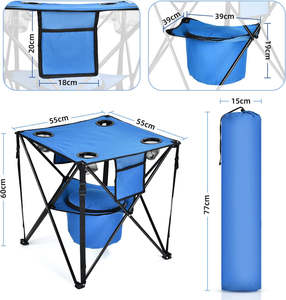 Table pliante en aluminium portable avec 4 porte-gobelets, design moderne, table de camping avec glacière isolée, meubles d'extérieur - Product Image 2