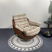 Fauteuil pivotant moderne à 360 degrés, tissu rayé, fauteuil de détente pivotant simple pour salon