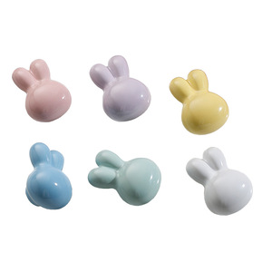 LGDIS Bunny Ceramic Cabinet Handles Light Pink Blue Yellow <b>White</b> Purple For Kids Room Furniture Drawer <b>Door</b> <b>Knobs</b> - Product Image 3