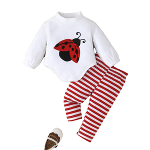 Conjunto de Dos Piezas de Ropa Infantil para Niñas, Bordado de Siete Estrellas, Estilo Casual Diario, Ropa para el Hogar - Product Image 1