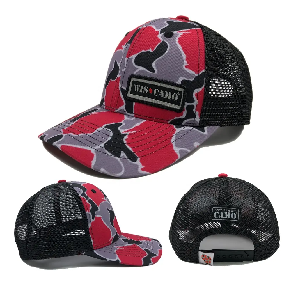 Boné snapback de malha Richardson 112 colorido camuflagem unissex premium premium para uso ao ar livre verão OEM bonés de caminhoneiro camuflados personalizados