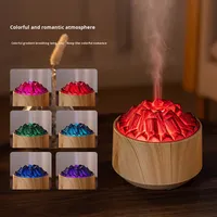 Humidificateur ultra-silencieux en bois de charbon de bois simulé, pour la maison, la chambre à coucher, volcan, huile essentielle, aromathérapie, machine USB