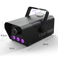 Machine à fumée de scène mini RGB 500W, équipement d'effets de fumée, générateur de fumée DJ avec télécommande, effets spéciaux, fête, discothèque, machine à brouillard de scène