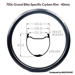Vélo de gravier 700C avec <span class=keywords><strong>jante</strong></span> en fibre de <span class=keywords><strong>carbone</strong></span>, hauteur 40 mm, largeur intérieure 32 mm, largeur extérieure 38 mm, Nanjingfaya XMms-MSR55C38 - Product Image 2