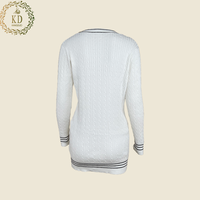 KD – pull personnalisé à manches longues, tricot torsadé, poche rayée, col en V, boutons, Cardigan oversize