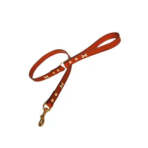 Hot sale dog accessories customized logo printed leather dog leash