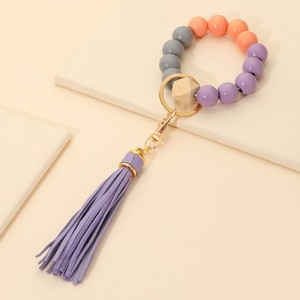 Wood Beads Tassel Keychain Cute Style <b>Car</b> <b>Key</b> Accessory Women's Bracelet Bag Pendant <b>Key</b> <b>Ring</b> - Product Image 3