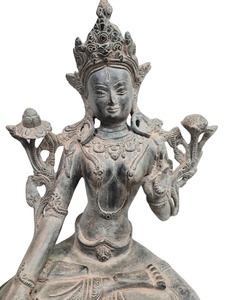 Statue de Tara en laiton fabriquée à la main avec 3 visages 8 mains musée antique népal bouddhisme idole pour la décoration intérieure Art Sculpture à collectionner - Product Image 6