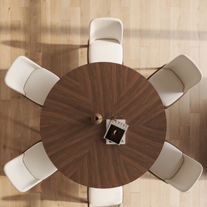 Luxuriöser Moderner Runder Massivholz-Esstisch mit Stühlen, 4, <span class=keywords><strong>6</strong></span>, 8 Sitzplätze, Komplette Restaurant-Möbel in Weißem Design - Product Image 2