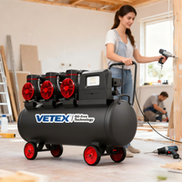 Compresseur d'air portable à double cylindre, sans huile, refroidi par air, de haute qualité, faible bruit, 1600W, réservoir 150L avec moteur et pompe
