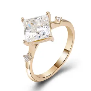 Gioiello lustre 10k/14k/18k oro giallo massiccio 2ct principessa GRA certificato Moissanite anello di nozze di fidanzamento per le donne