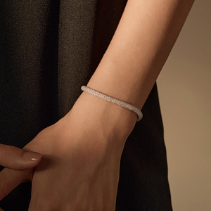 Pulsera de tenis ajustable de plata S925 con pavé completo, pulsera de cadena cúbica brillante, joyería elegante para uso diario y fiestas - Product Image 3