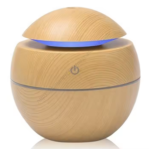 Humidificador Purificador de Aire Portátil Ultrasónico con Aroma, Mini Humidificador de 130 ml con Diseño de Grano de Madera Redondo y LED, Venta al por Mayor de Fábrica - Product Image 3