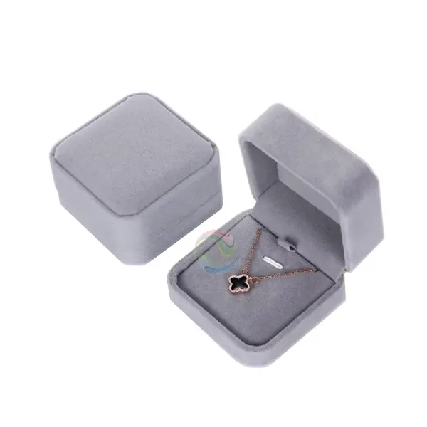 Оптовая продажа бархатных коробок для ювелирных изделий с логотипом на заказ ожерелье подарочная упаковка