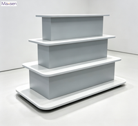 Vitrine d'exposition multi-niveaux Maxsen gris et blanc avec éclairage LED, écologique et robuste, pour magasin de téléphonie mobile