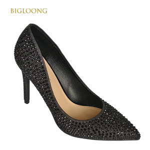 Elegantes tacones <span class=keywords><strong>de</strong></span> boda negros, diamantes <span class=keywords><strong>de</strong></span> imitación brillantes, <span class=keywords><strong>zapatos</strong></span> <span class=keywords><strong>de</strong></span> fiesta suaves acolchados para mujeres para cumpleaños, vacaciones, celebraciones, Verano - Product Image 1
