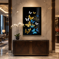 Peinture murale décorative de haute qualité pour la maison, peinture murale numérique imprimée UV, peinture sur verre papillon, peinture sur porcelaine cristalline