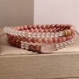 New Chinese-style <b>Crystal</b> <b>Bracelet</b> Fresh Light Forest-themed Red jasper Multi-circle <b>Bracelet</b> for Women - Product Image 2