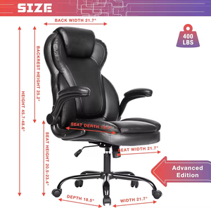 Chaise de <span class=keywords><strong>bureau</strong></span> ergonomique à dossier haut en similicuir, accoudoirs rembourrés, fonction d'inclinaison et de bascule, siège extra <span class=keywords><strong>large</strong></span>, style moderne pour cadre dirigeant - Product Image 4