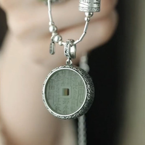 Pendentif de montagne avec monnaies des cinq empereurs de la dynastie Qing, accessoires de collier, porte-clés gravé en <span class=keywords><strong>jade</strong></span> Hetian tibétain - Product Image 6