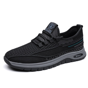 Zapatillas deportivas transpirables de malla para hombre, color negro y gris, con cordones, para uso casual. - Product Image 5