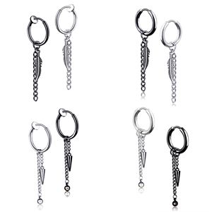 Fabricante de ventas directas, anillos de oreja de acero inoxidable <span class=keywords><strong>para</strong></span> hombres, componentes de hallazgos de joyería con Clip de Piercing Long Street Hop Less - Product Image 2