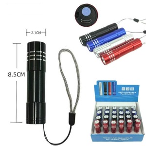 USB Rechargeable Free logo Multifunctional Aluminum Alloy Mini Uv Flashlight 395nm Lamp Torch Portable 9 Led Uv Led Light