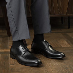 Chaussures Oxford carrées pour hommes en cuir véritable de luxe haut de gamme, semelle en caoutchouc antidérapante, massage, désodorisation - Product Image 3