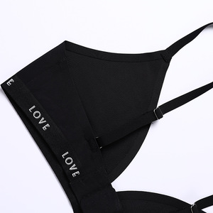 Conjunto de Camisolas Diarias Ajustables con Aros y Estampado de Letras sin Costuras para Mujer, Talla Grande, Sujetador de Corte Alto, Bragas de Nailon y Elastano de Secado Rápido - Product Image 5