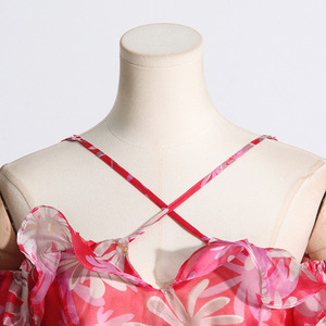 <span class=keywords><strong>Abito</strong></span> lungo con cinturino incrociato di temperamento 2023 nuovo Design stampato con arricciatura in vita dimagrante in Chiffon da donna - Product Image 5