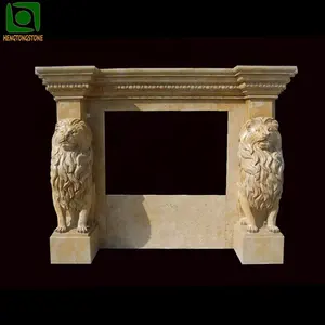 Dekorasi Ruang Tamu Ukiran Singa Batu Perapian