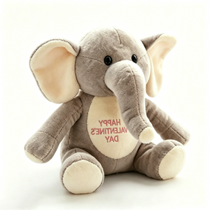 Peluche d'éléphant grise personnalisée à poils courts et doux, avec ventre, oreilles intérieures et pattes contrastants en crème - Product Image 1