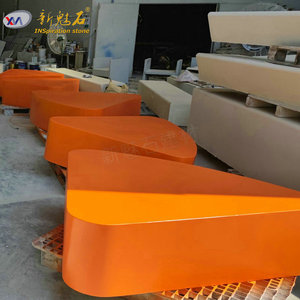 Nuevos Materiales de Construcción de Piedra, Banco de Hormigón Artístico Triangular Naranja, Muebles de Jardín para Exteriores EHPC - Product Image 1