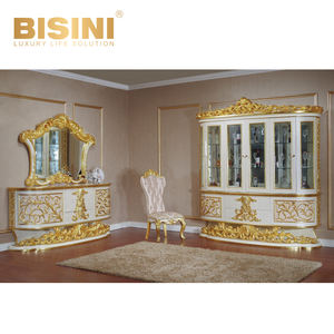 <span class=keywords><strong>Table</strong></span> <span class=keywords><strong>à</strong></span> <span class=keywords><strong>manger</strong></span> antique européenne en bois massif avec feuilles d'or pour 8 personnes, avec chaises, pieds sculptés <span class=keywords><strong>à</strong></span> la main, finition chêne, laque écologique - Product Image 3