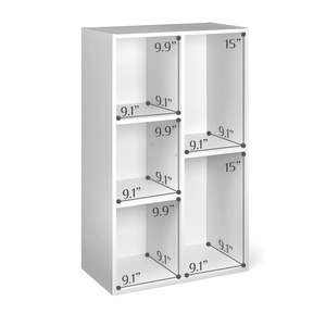 Contemporary 5 Cube Organizer Bookcase, Storage <b>Shelves</b>, Book Shelf, White - Product Image 5