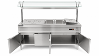 Bain-marie électrique professionnel en acier inoxydable avec 5 bacs et couvercle en verre pour service buffet
