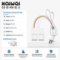 Interrupteur tactile mini intégré en gros d'usine AC110-240V DC12V 12W avec double bouton dégivreur et variateur pour miroir de salle de bain LED