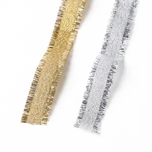 Christmas Celebrate It Gold and Silver Fringe Glitter Ribbon