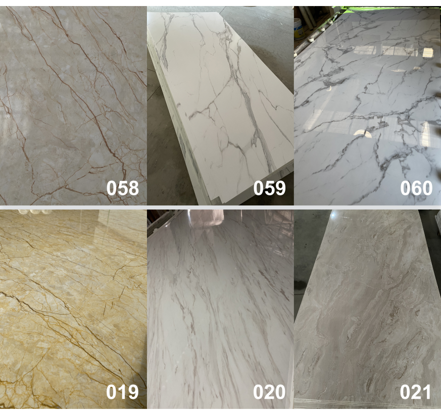 High Glossy PVC Marble Sheet 1220x2900mm Plastic Flexible Wall Decorative Board