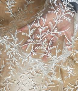 Nuevo vestido de novia hecho a mano DIY ecológico Mori, tela de encaje de hoja de sauce ligera con velo, patrón de rama de vid, ropa de malla - Product Image 4