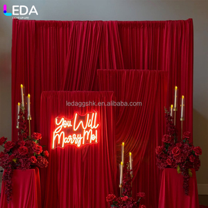 ชุดตกแต่งเวทีงานเลี้ยงแบบเรียบง่าย LEDA ผ้าม่านสีแดงนม ผ้าไหม ฉากหลัง ซุ้มโค้งสี่เหลี่ยม สำหรับงานแต่งงาน - Product Image 3