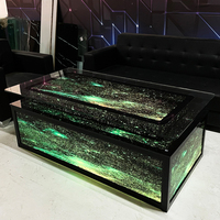 Table de bar LED au design ciel étoilé tendance, taille personnalisée, métal, verre trempé, durable, table éclairée pour boîte de nuit