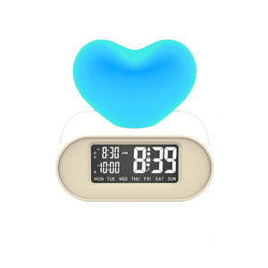 2023 new popular Children digital Lcd red backlight smart wake-up lights Heart Shaped Alarm Clock