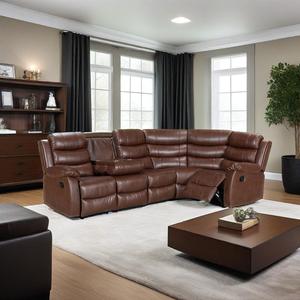 Canapé d'angle inclinable Vente à chaud Moderne Directe d'Usine Cuir Sectionnel Super Confortable Réglable Gonflable Bois 7018